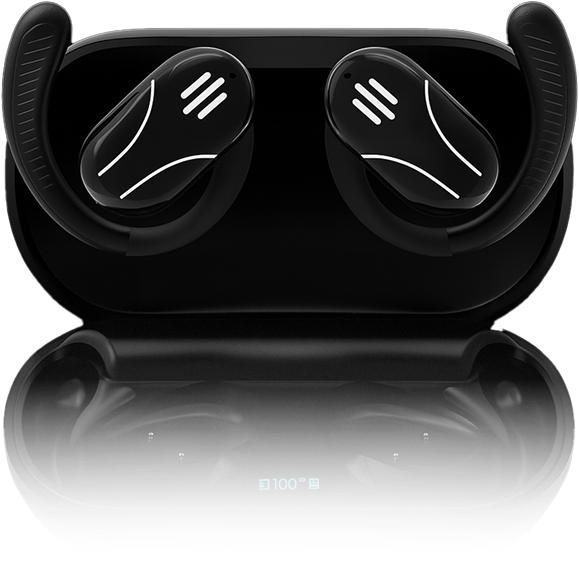 Talky AI Buds feature overview showing translation, audio, and battery benefits