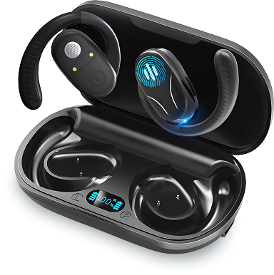 Talky AI Buds real-time AI translation earbuds shown with charging case